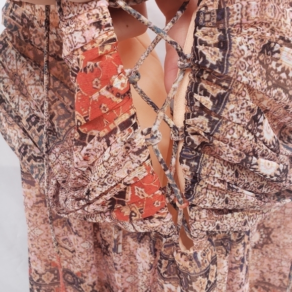 The Jetset Diaries Brown Gold Don’t Stop Me Now Halter Neck Chiffon Maxi Dress - Picture 14 of 14